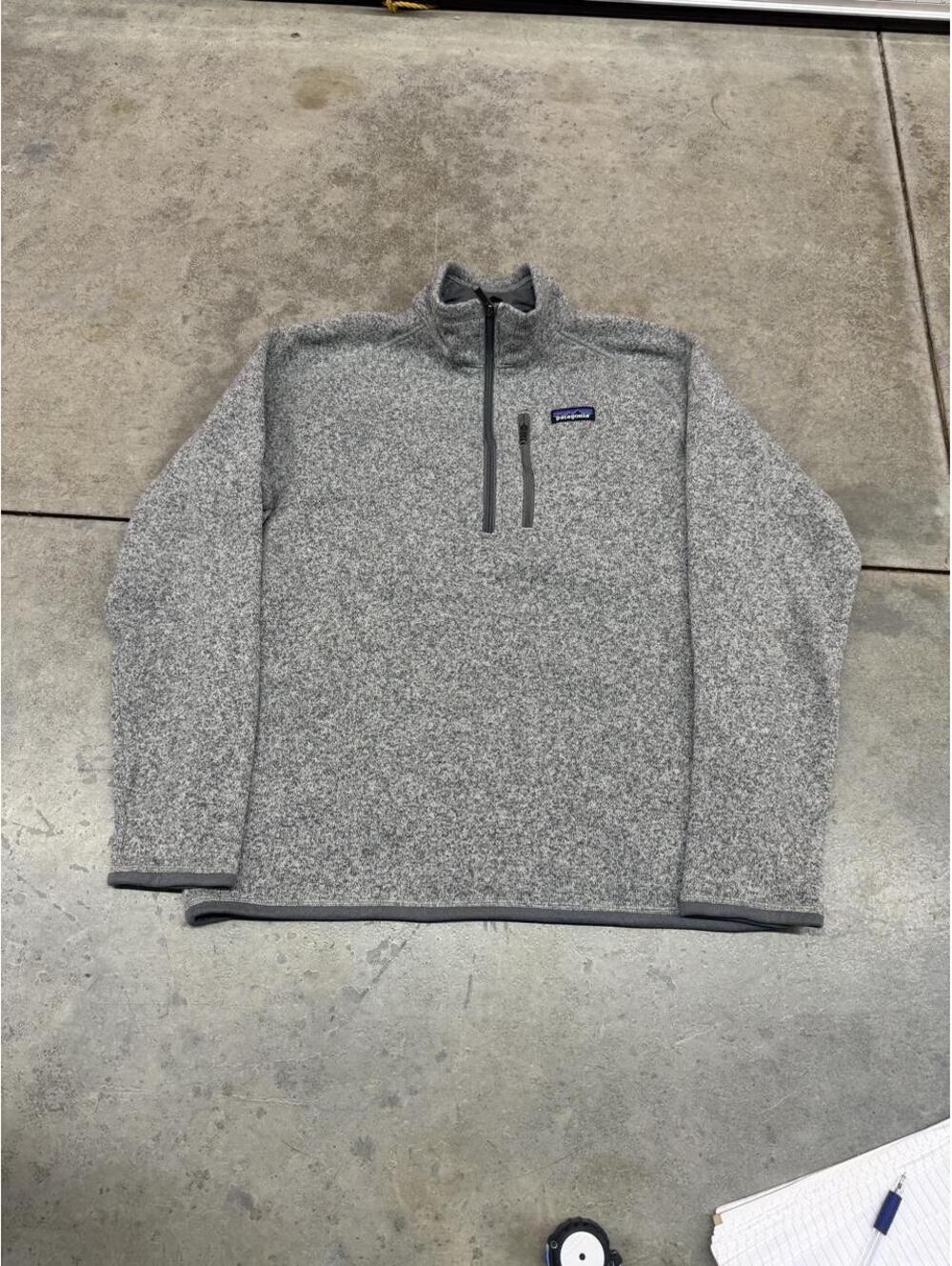 vintage patagonia better sweater grey quarter zip fleece jacket size large